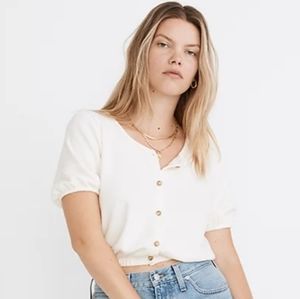 Madewell loop-terry button-front crop top